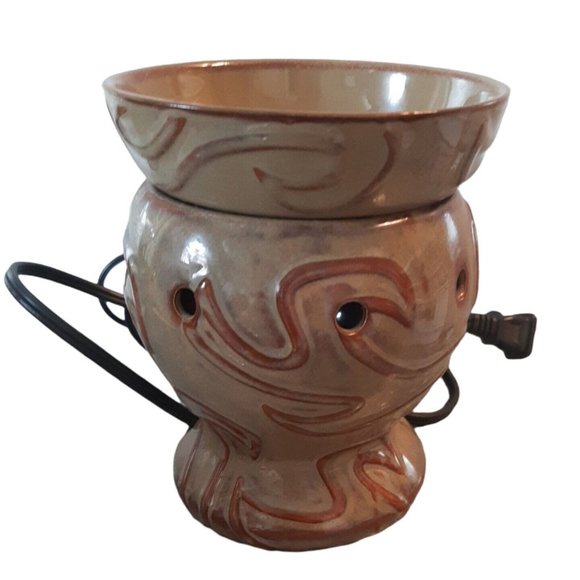 Scentsy Wax Warmer Brown Abstract Design with bulb - Picture 1 of 12